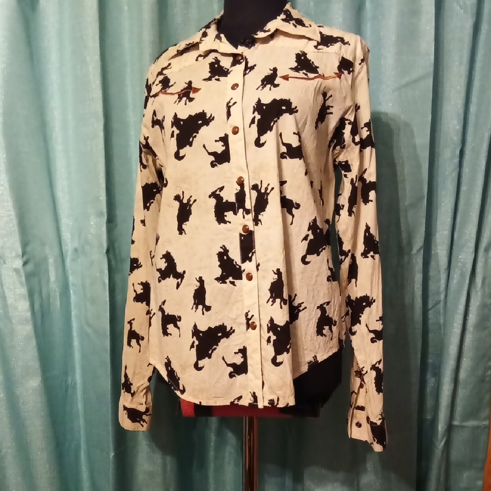 Stylish Black and Cream Button Down Shirt